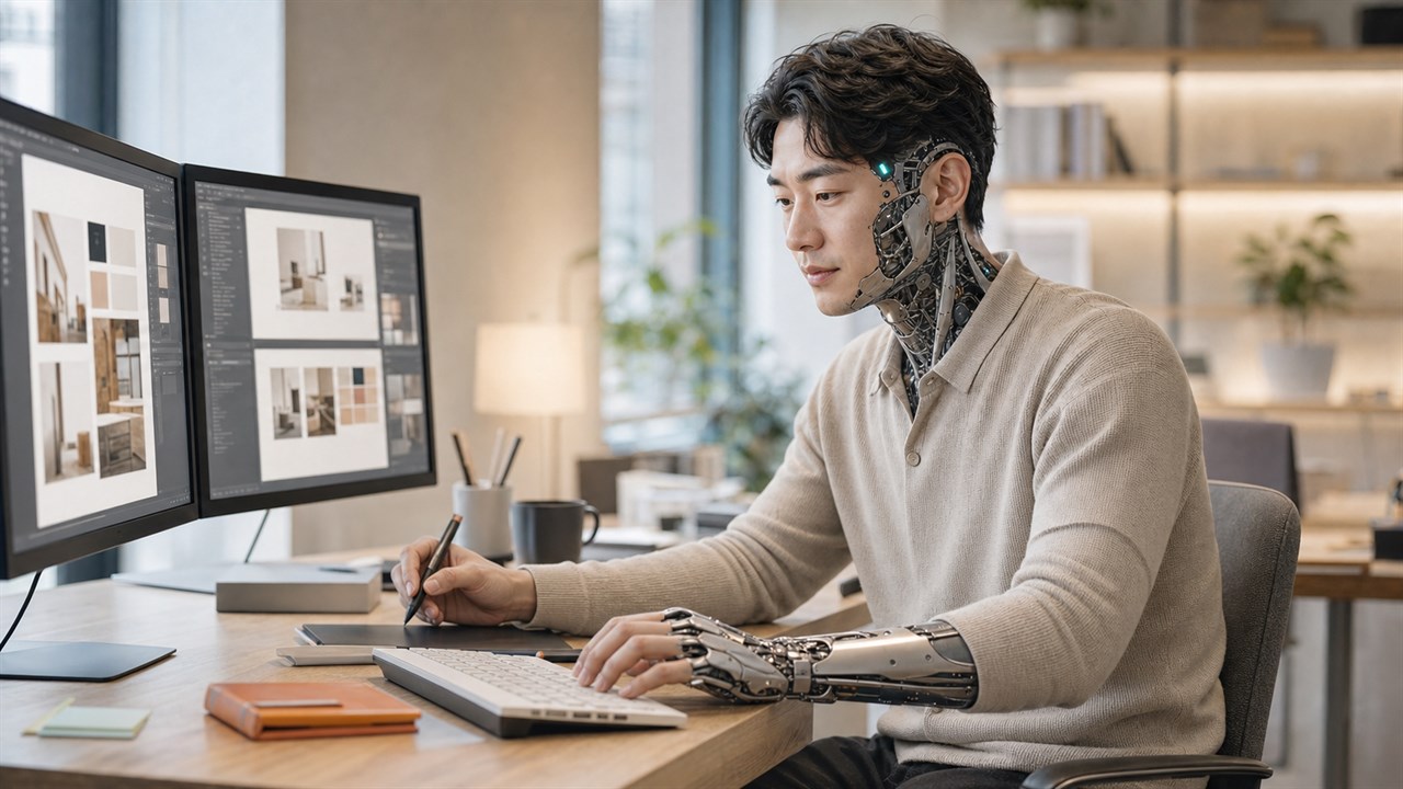 AI 하이브리드 개발자가 웹사이트를 제작하는 모습