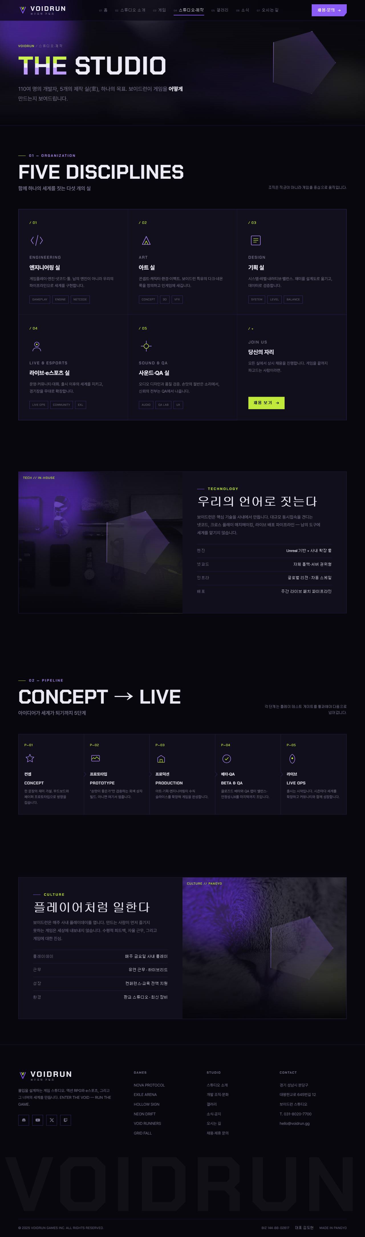 보이드런 — 게임 스튜디오/e스포츠 (보이드블랙 네온) — 스튜디오·제작
